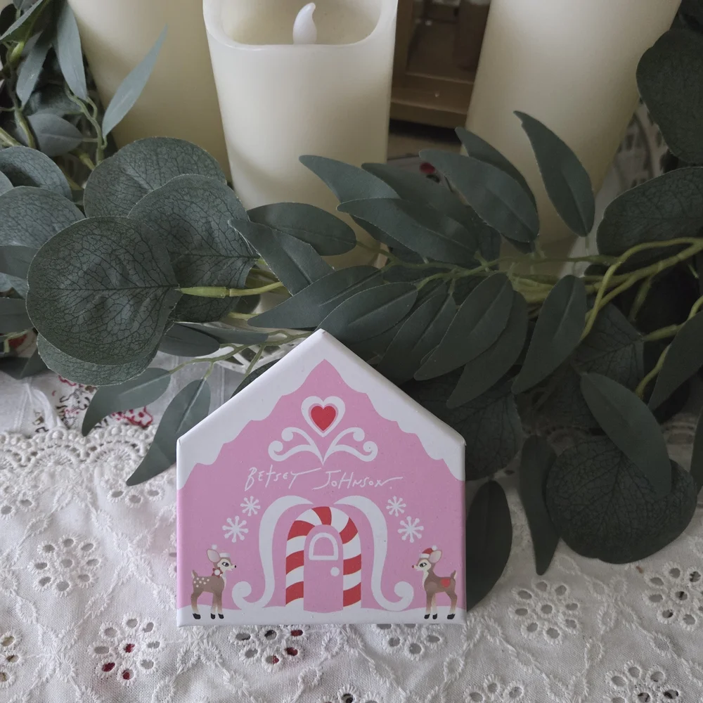 Betsey Johnson Festive Pink Pig Earrings with Candy Canes - Picture 4 of 4